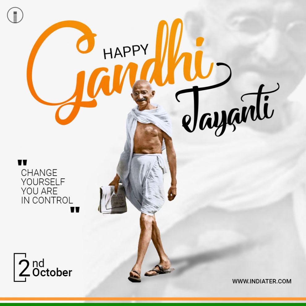 Gandhi Jayanti or 2nd October with creative design photos