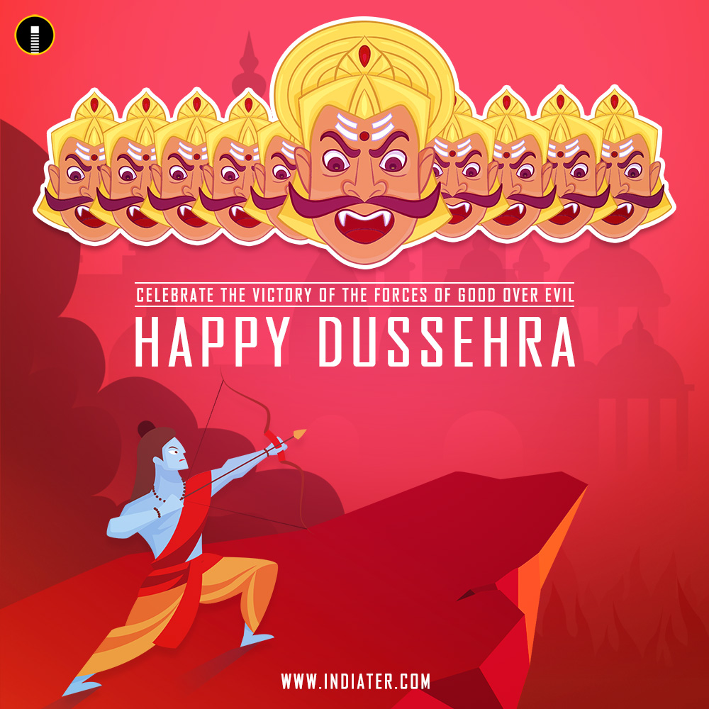 illustration of Lord Rama killing Ravana in Navratri festival of India  poster for Happy Dussehra - Indiater