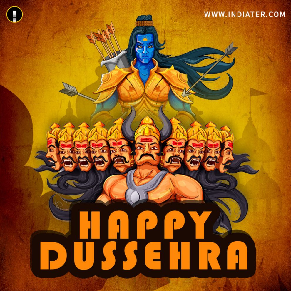Free Vector | Illustration of lord rama killing ravana in happy dussehra  festival background