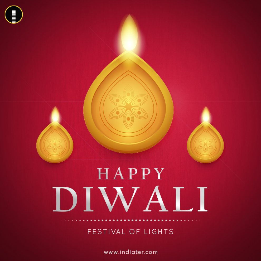 Happy-Diwali-Hindu-festival-banner-card-Burning-diya-illustration-background-for-light-festival-of-India