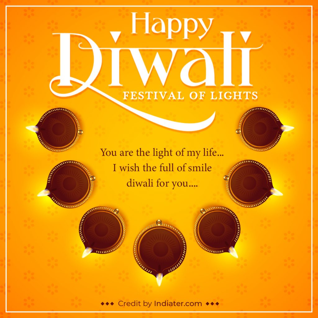 Diwali festival burning diya and best wishes Indiater