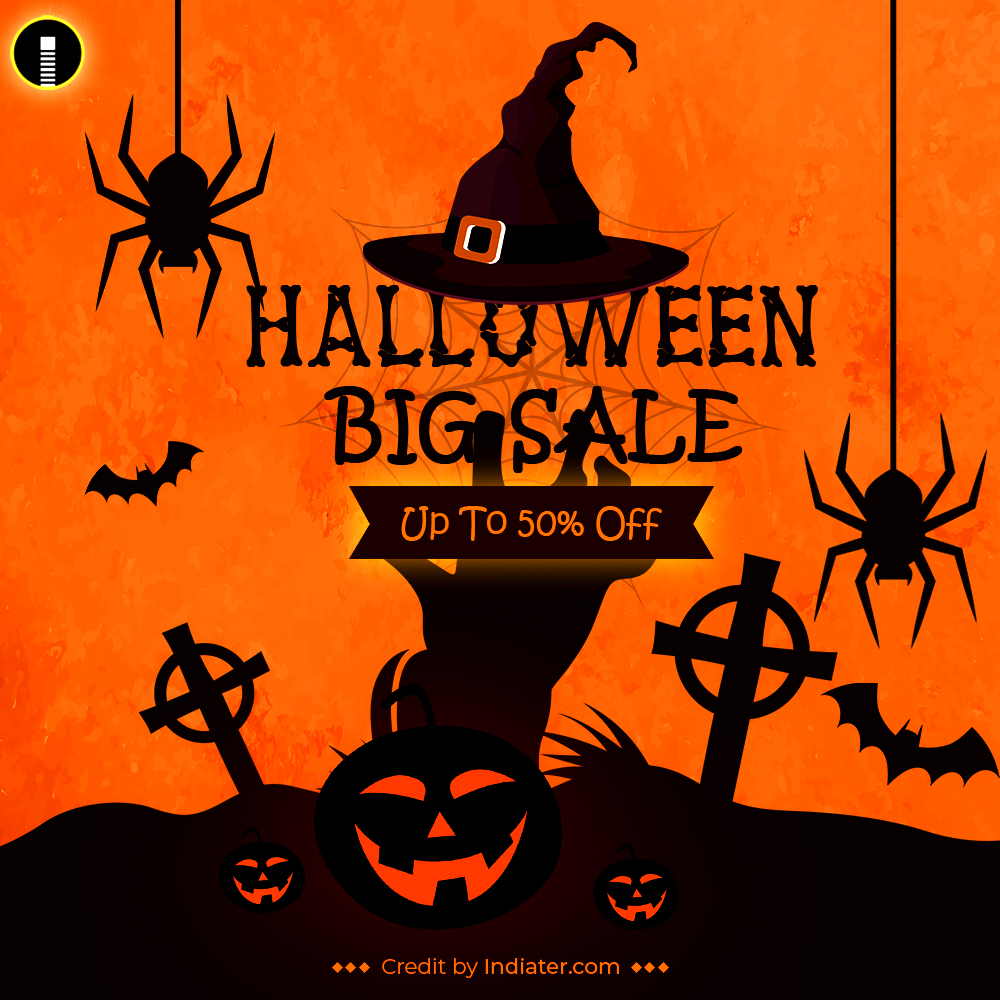 Halloween Big Sale With Scary Faced Vector - Indiater