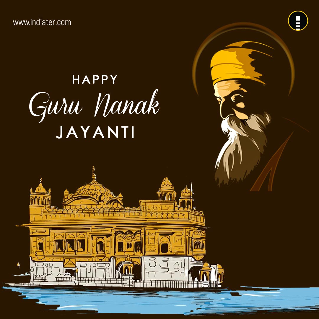 Happy Gurpurab, festival of Sikh celebration background with ...