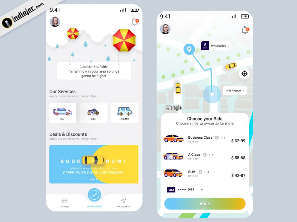 Modern Transport App Concept UI Kit Free Download