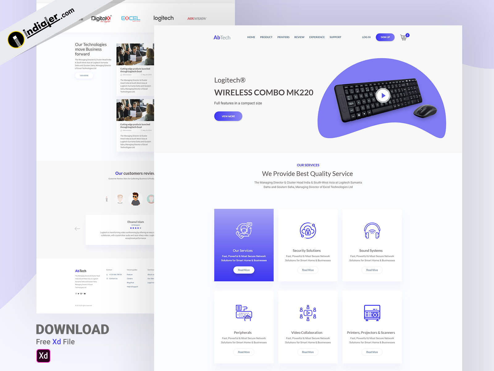 Tech Service company Website Adobe XD Template Free Indiater