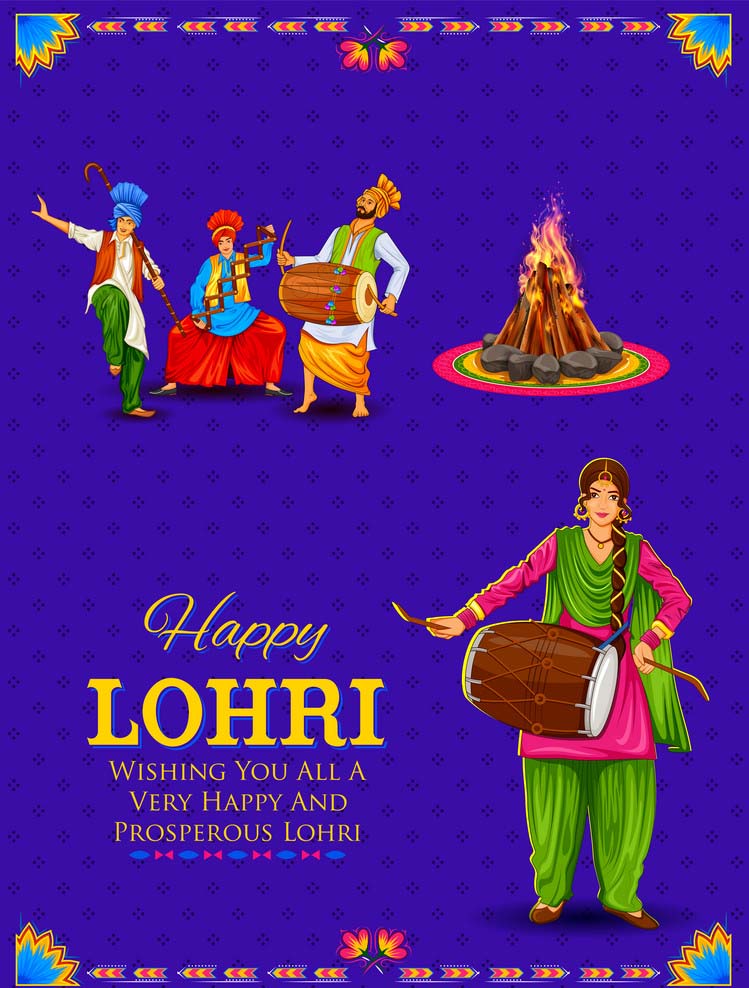 Happy Lohri holiday background for Punjabi festival - Indiater