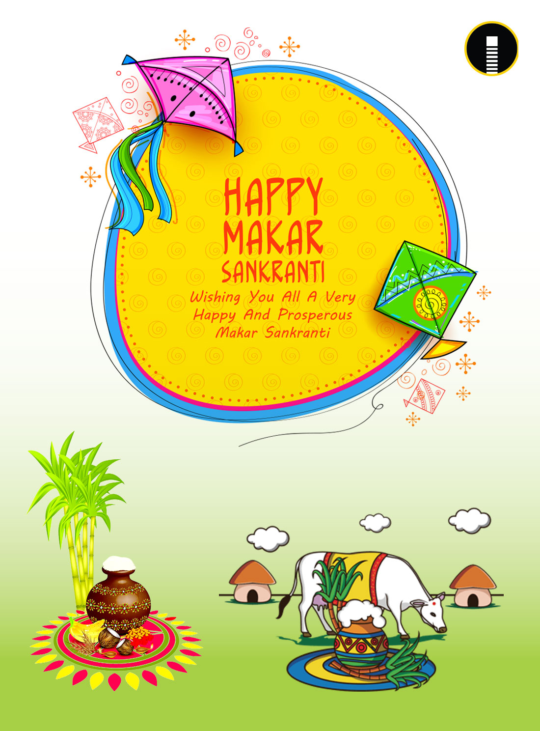 Happy Makar Sankranti holiday India festival background - Indiater