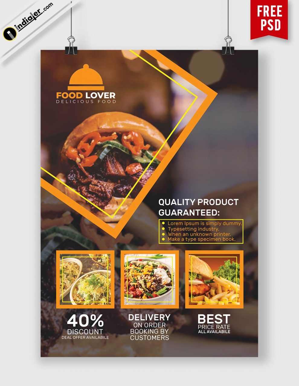 Free Best Creative Restaurant Banner for Fast Food Delivery Promotion Banner  - Indiater