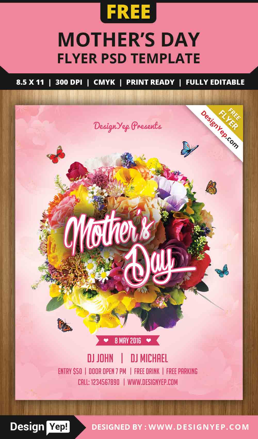 Free Mothers Day Flyer PSD Template 5656 Designyep Dia das Mães: 24 Flyers Gratuitos em PSD