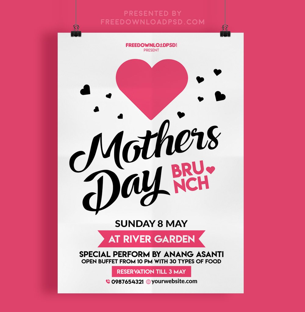 Happy Mothers Day Flyer Free Psd thumbnail Dia das Mães: 24 Flyers Gratuitos em PSD
