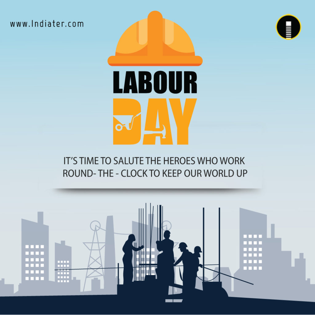 happy labour day with crane buildings illustration - Indiater