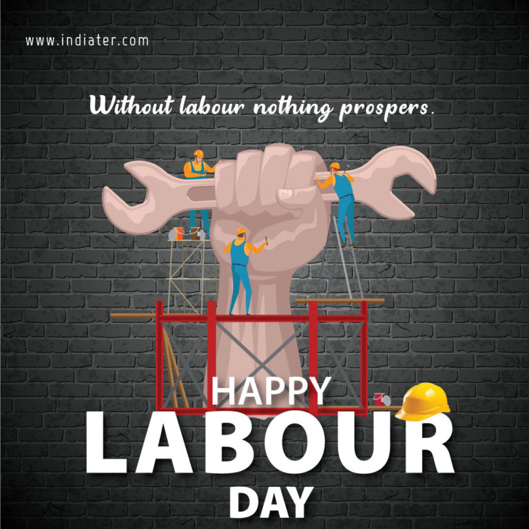 illustration of Labor Day concept Happy Labour Day, First of May with ...