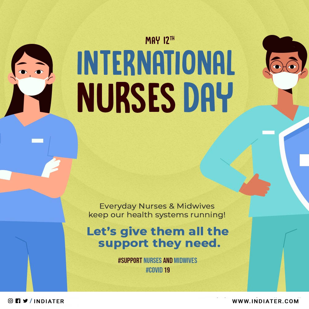 Free FLat 12 May Happy International Nurses Day Celebration PSD Banner Image Design Template
