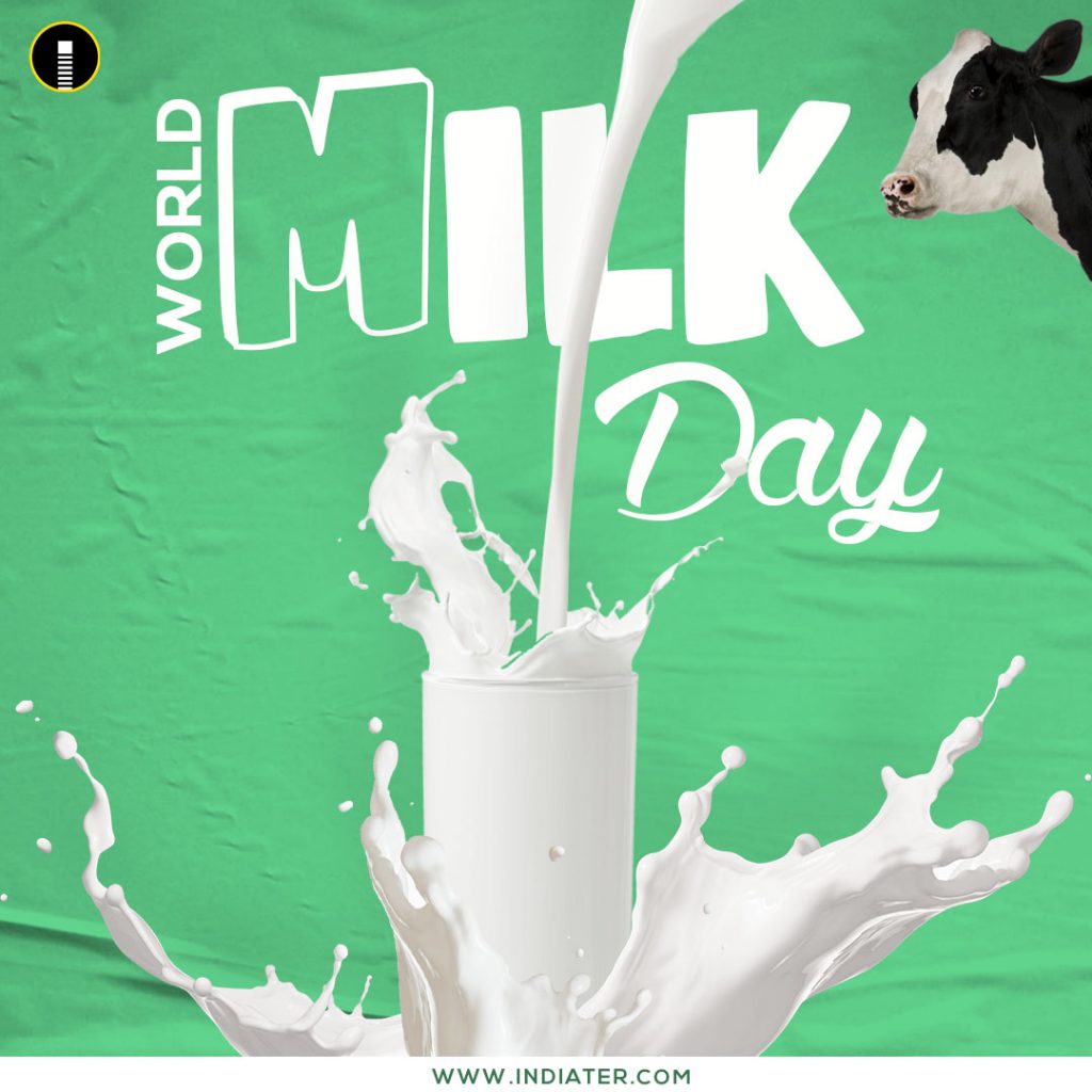 Free World Milk Day Lettering. Greeting Card Calligraphy PSD. Abstract