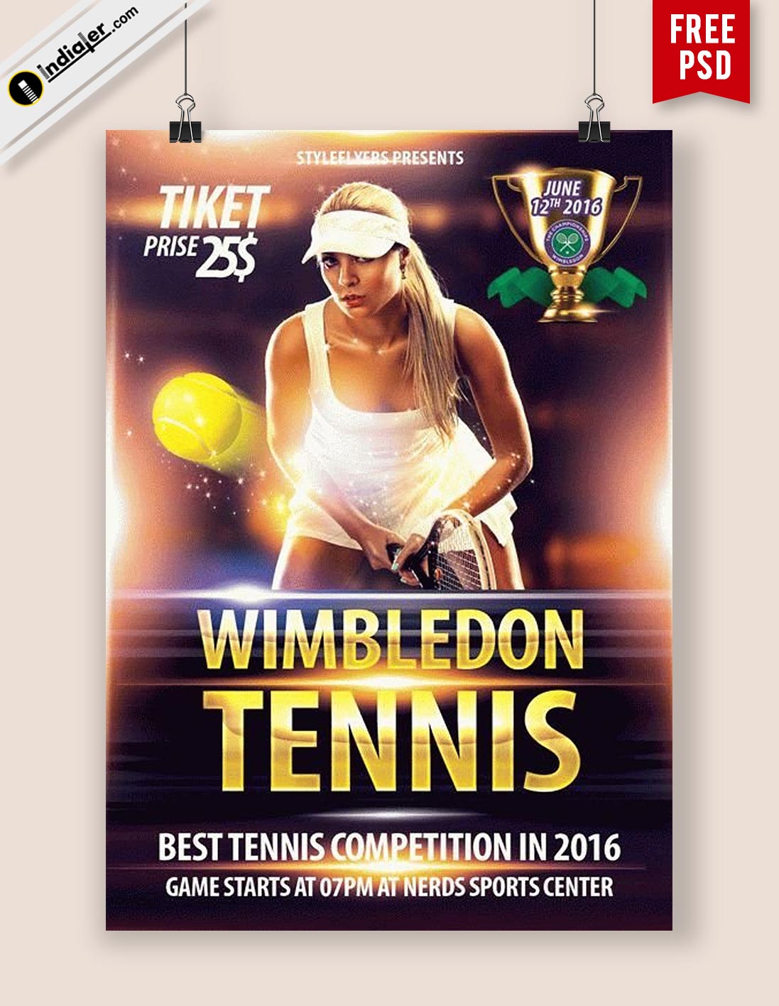 Download Free Wimbledon Tennis Championships Flyer PSD Template Within Tennis Flyer Template Free