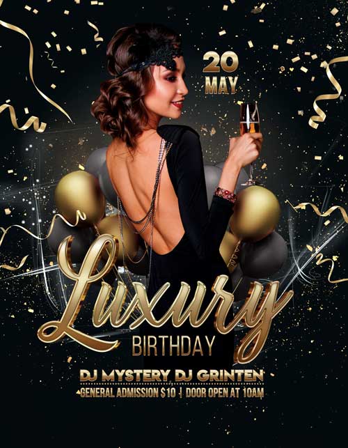 Free Luxury Birthday Flyer Template Psd Indiater