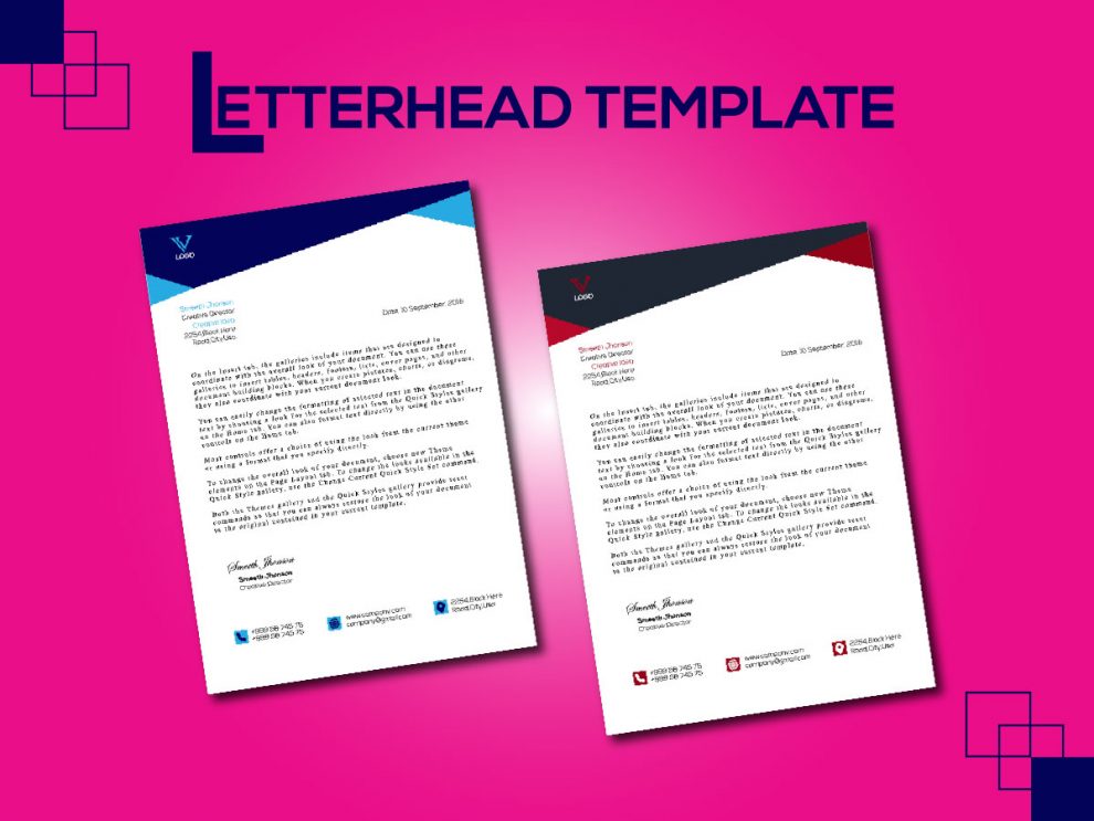 Customize Letterhead Template in 2 Color Free Download - Indiater