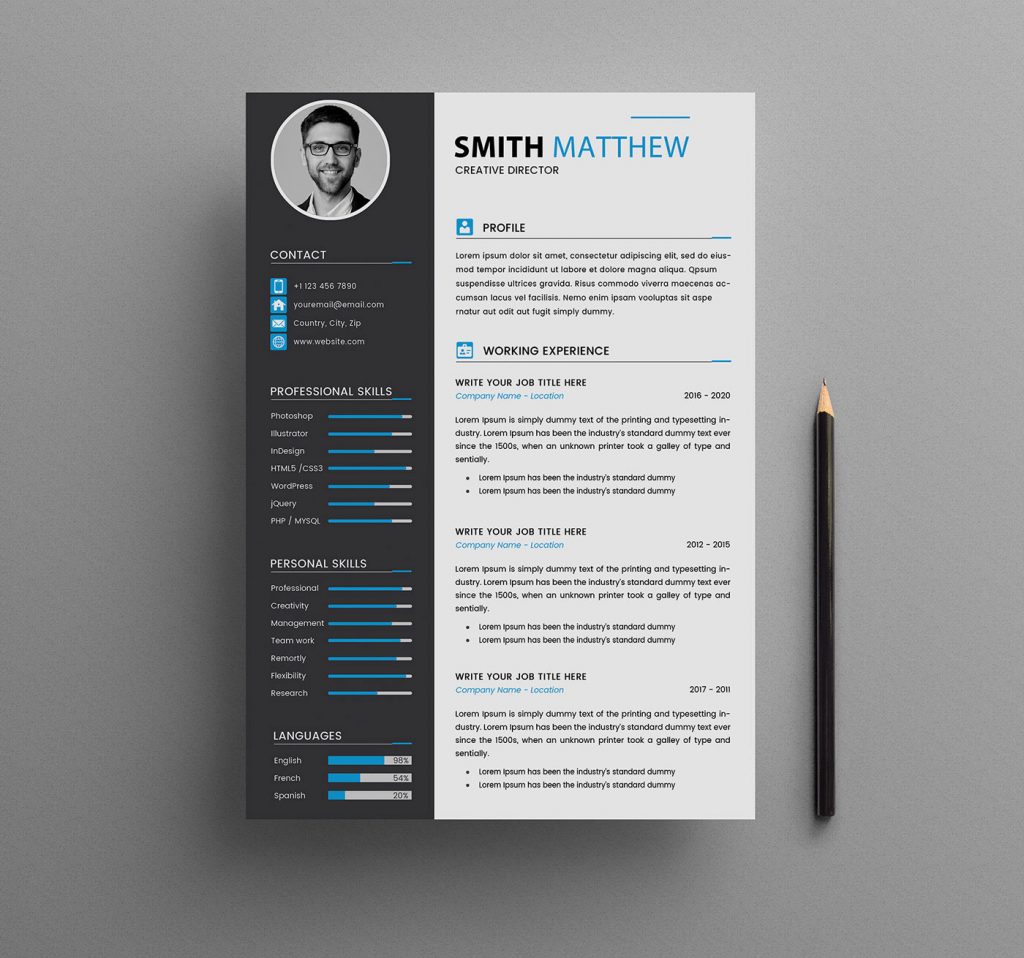 Free Creative Director Resume Psd Template - Indiater