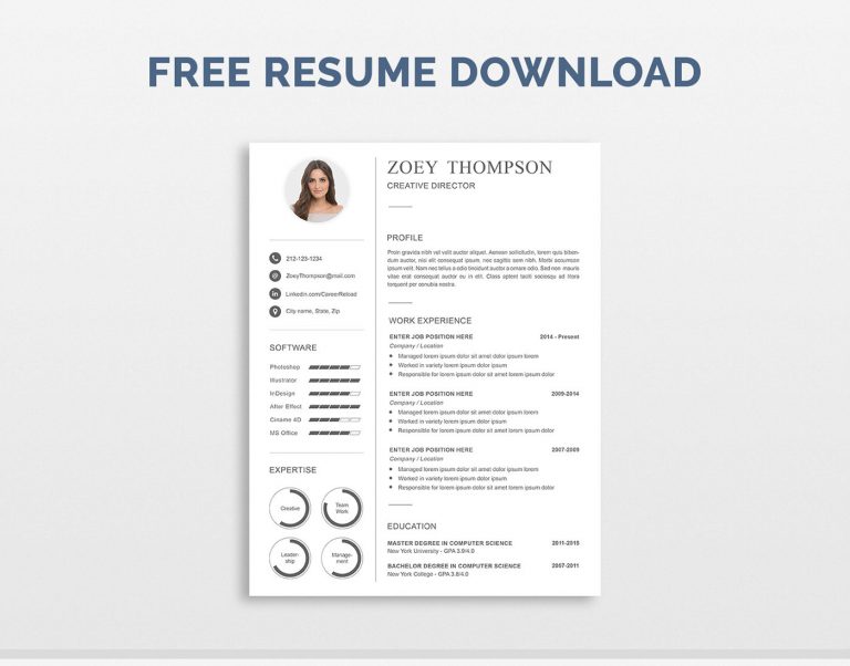 Free Simple Resume Design Template PSD - Indiater