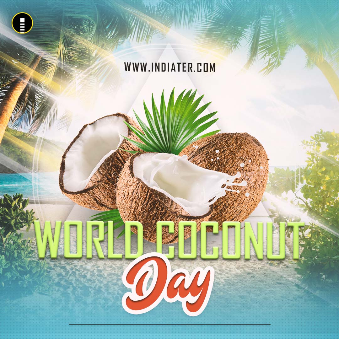 Free September 2 World Coconut Day Wishes Banner PSD Template - Indiater