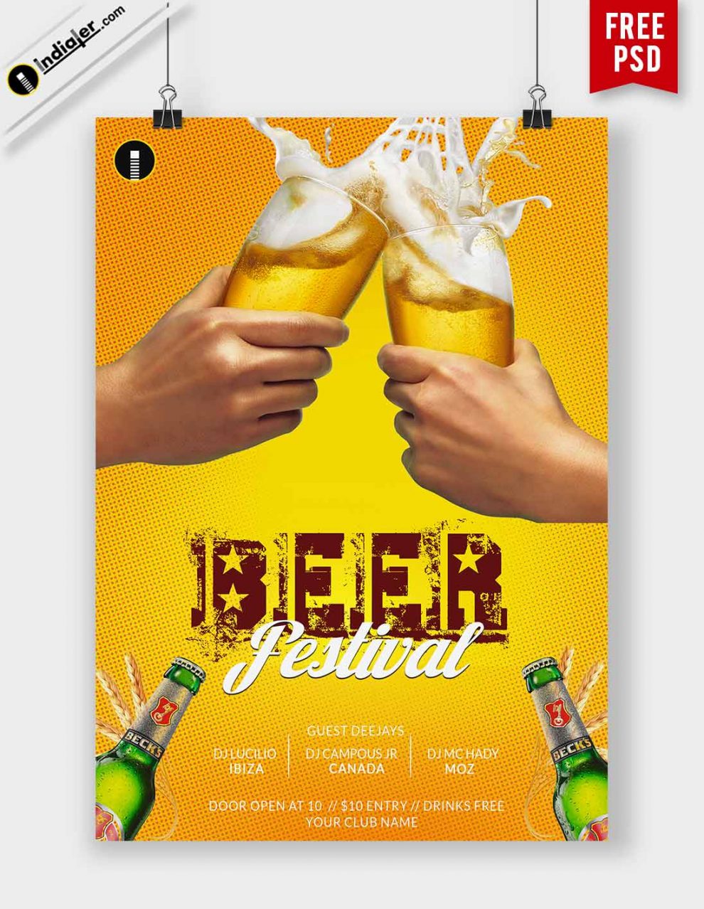 Freebies Beer Festival Celebration Flyer Psd Template Indiater 