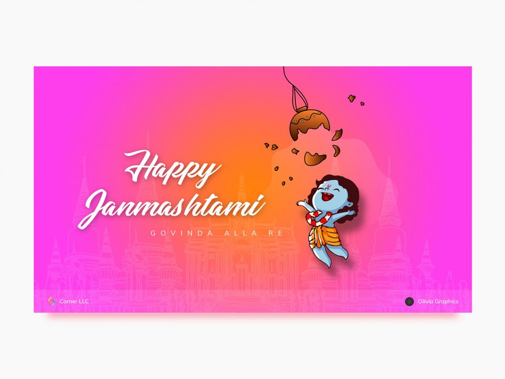 Happy Krishna Janmashtami Wishes Banner Images Free Download - Indiater