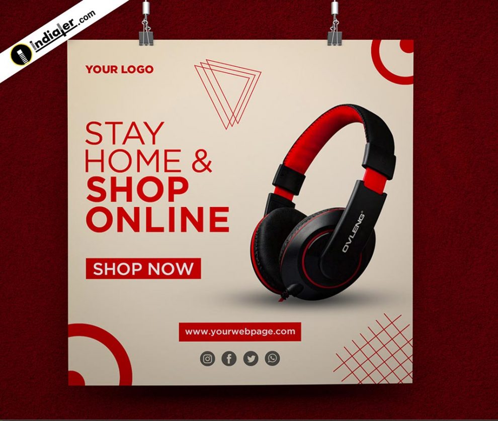 Headphone Sale Ads Social Media PSD Template - Indiater