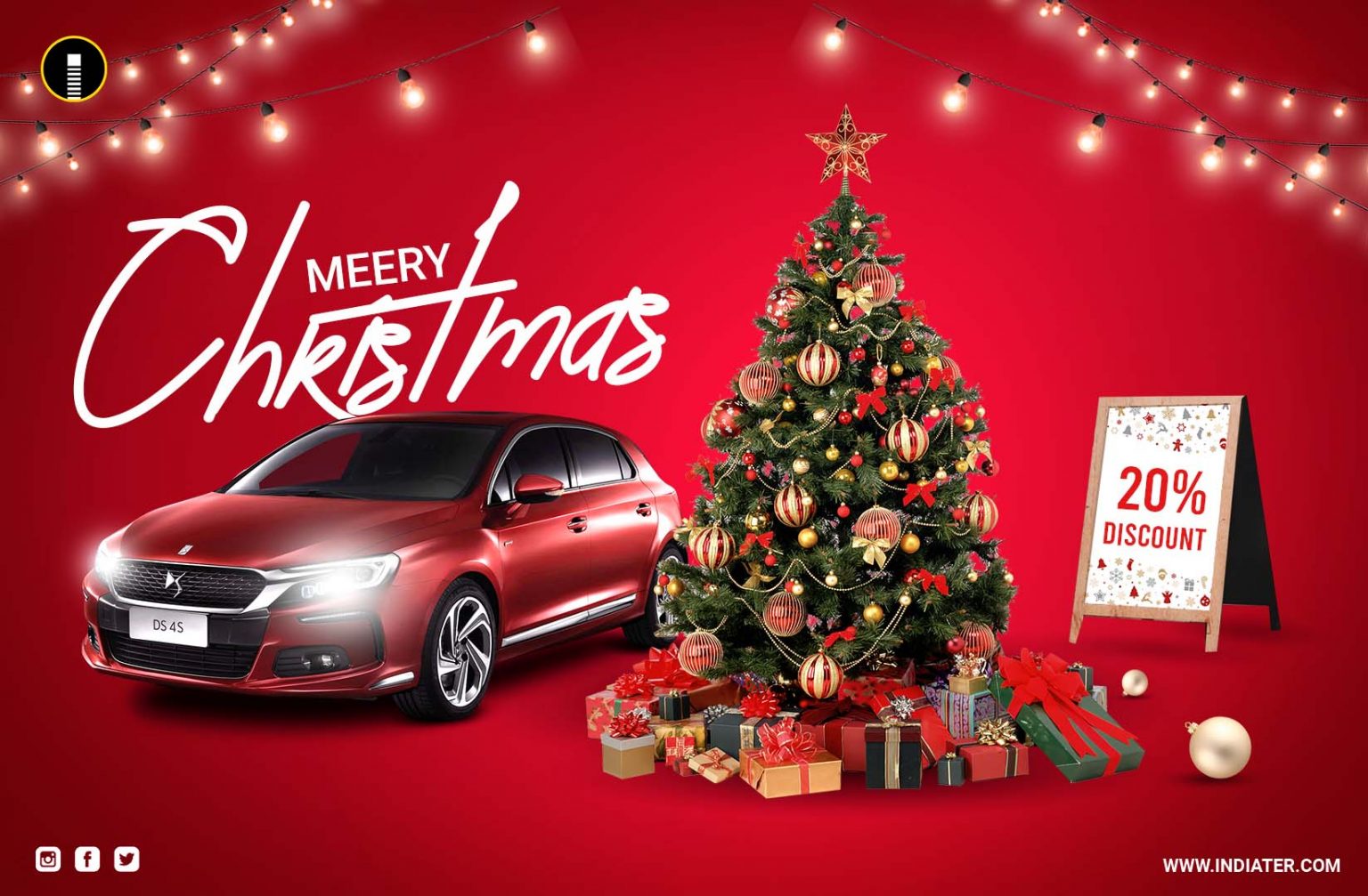 Free merry Christmas Poster for Car Sale and Offer Printable Banner