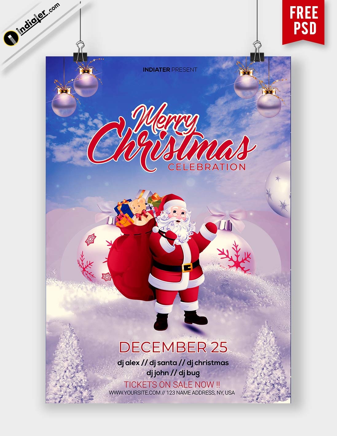 Free 2021 Merry Christmas Santa Claus Poster Template PSD Indiater