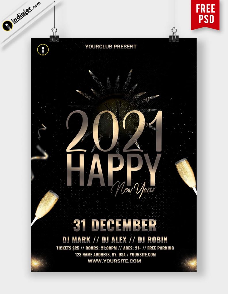 Flat template banner of happy new year with special offer