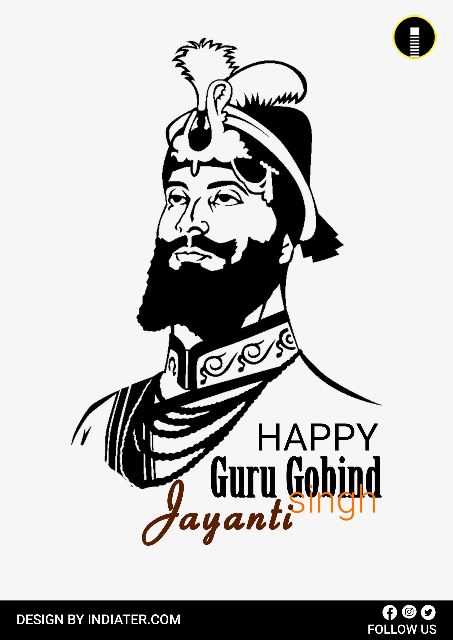 Free Download Creative Black and White Happy Guru Gobind Jayanti Poster  Template PSD - Indiater