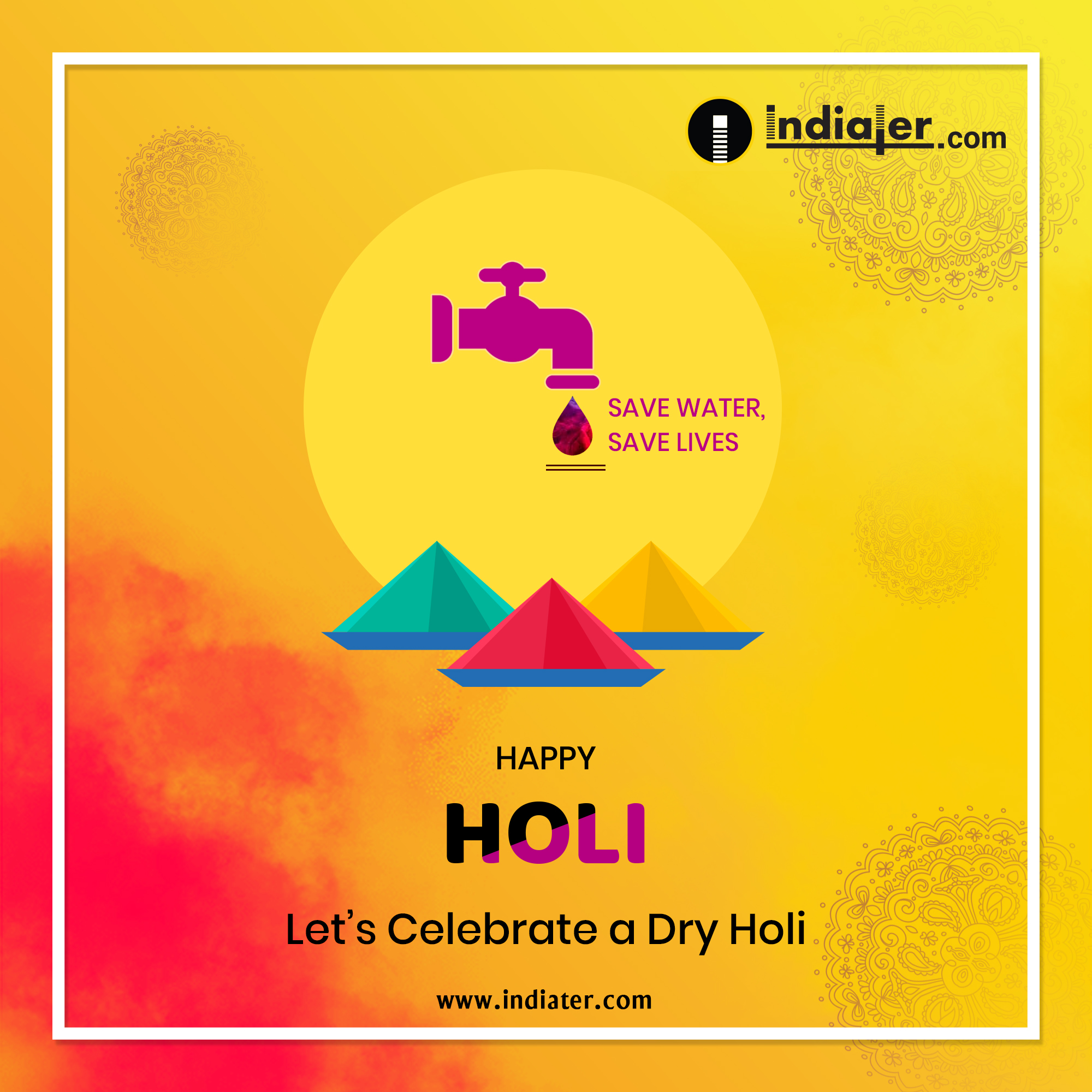 Happy holi colors pots festival background design vector image - Indiater
