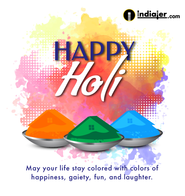 Free Happy Holi Wishes Images with Quotes Messages 2021 card design PSD  Vector Template - Indiater