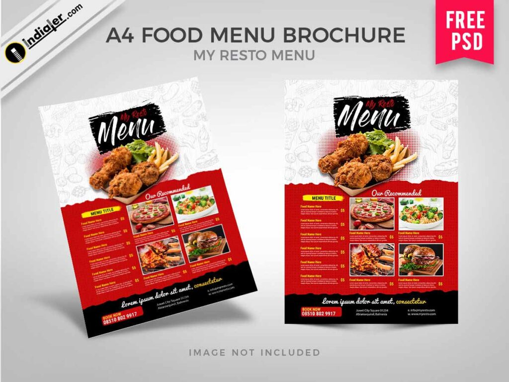 Free Download A4 Food Menu Brochure PSD Template - Indiater