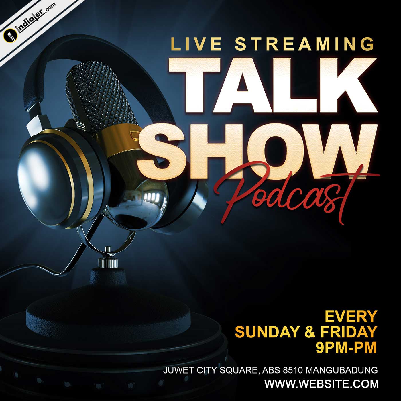 Free Download Talk Show Podcast Poster Template PSD Indiater
