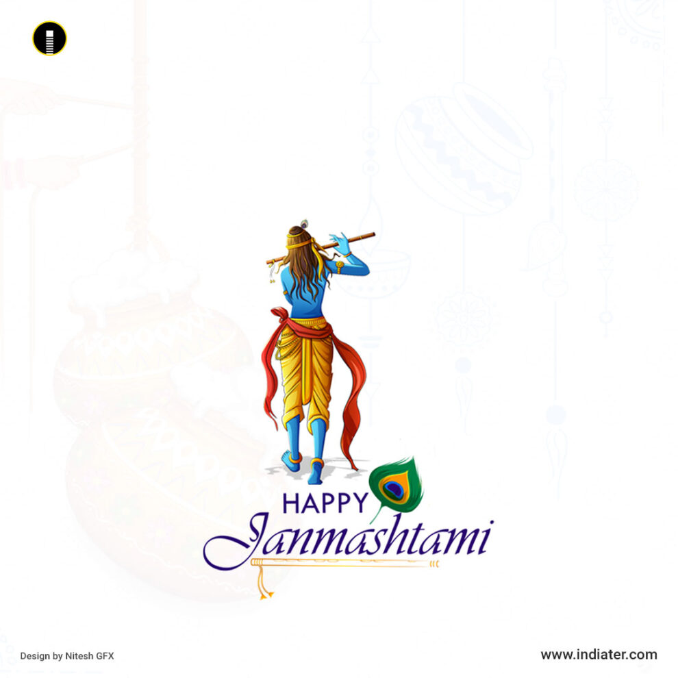 Happy Janmashtami Sri Krishna Card Image and PSD File Free ...