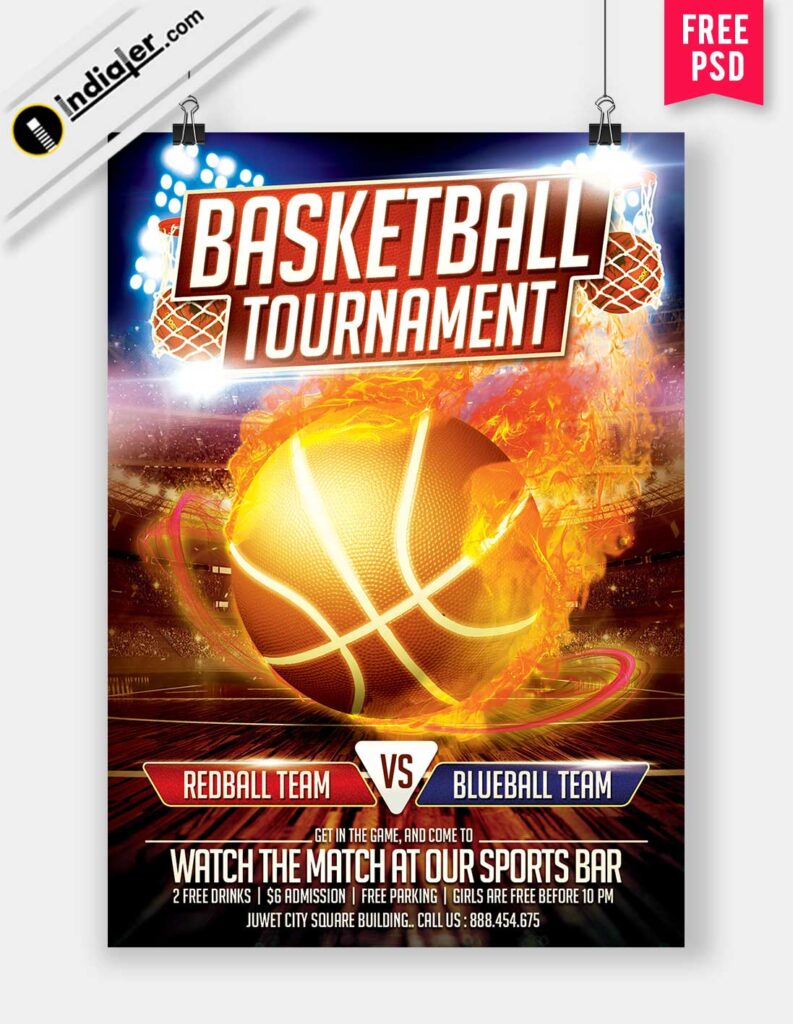 Free Customizable Flyer PSD Templates for Basketball Tournament - Indiater