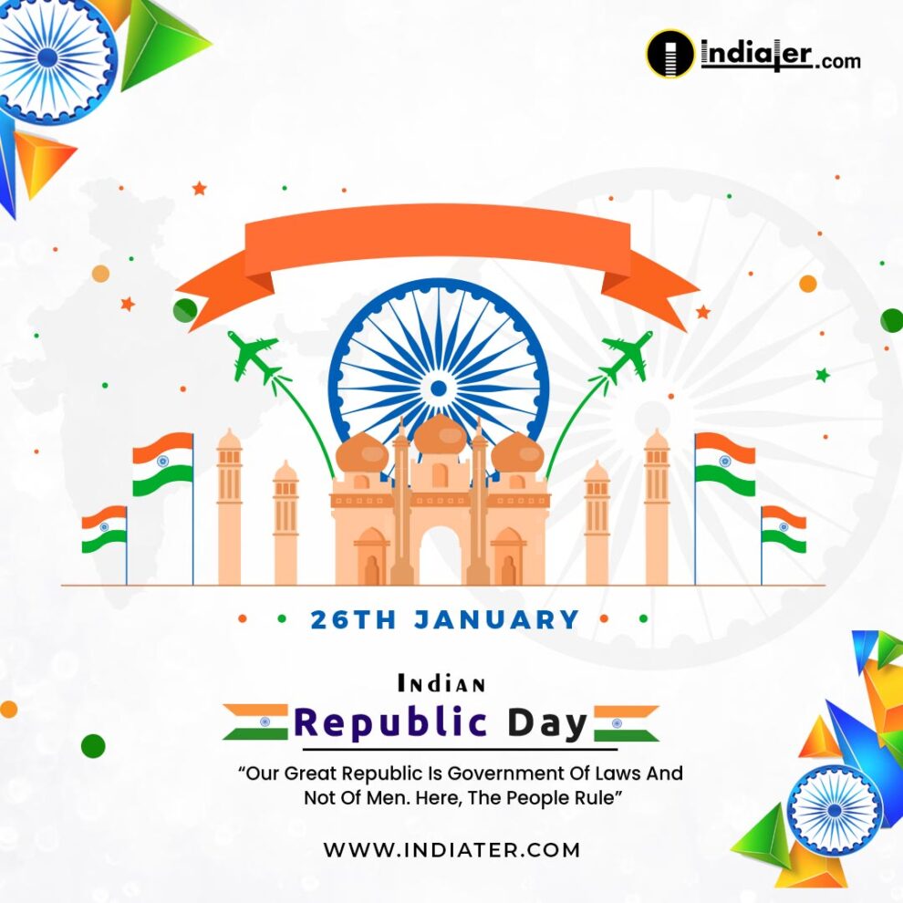 Free Happy Republic Day Wishes Banner In English PSD Template