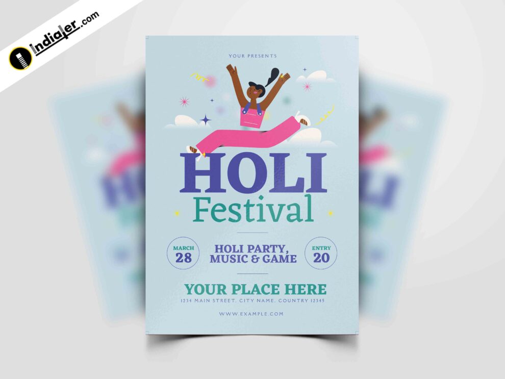 Free Happy Holi Poster Cartoon Young People Playing Holi PSD Template  Design - Indiater