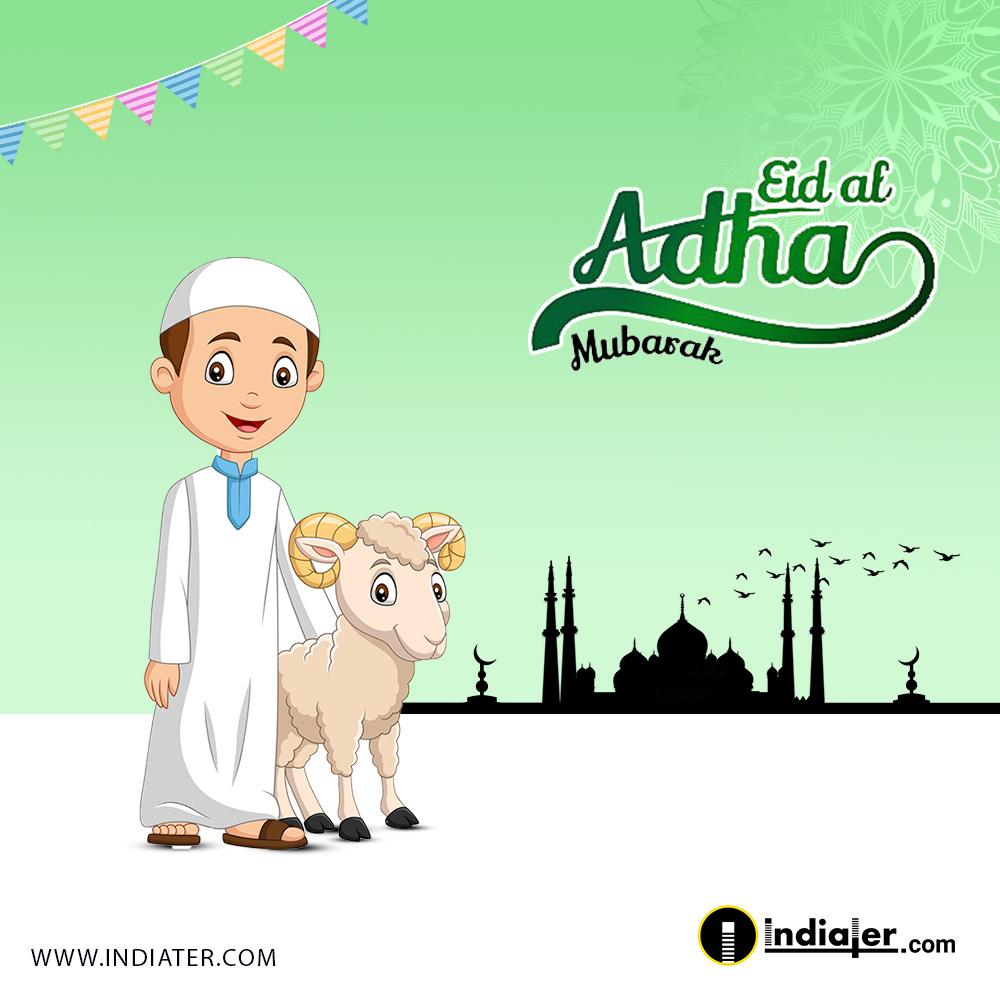 Free Bright Beautiful Eid Ul Adha Wishes Green Color Instagram And Facebook Post Banner Design Psd Template